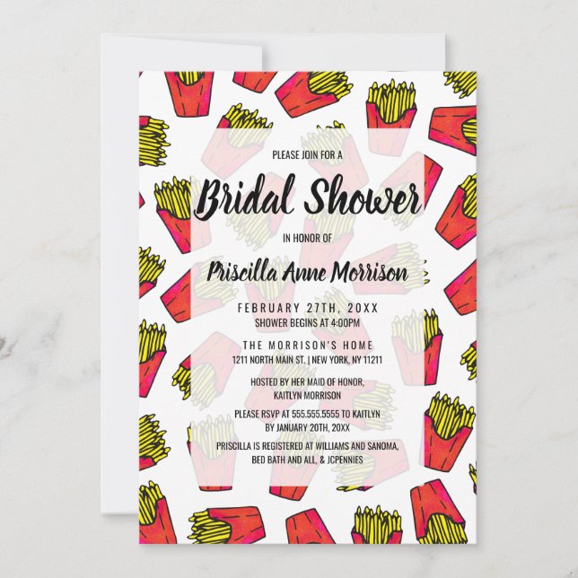 Cute Foodie French Fries Pattern Invitation (Front)