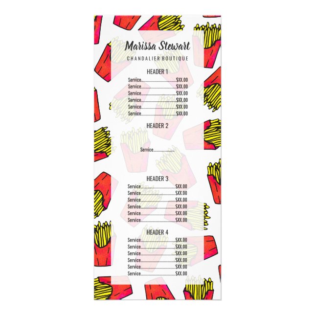 Cute Foodie French Fries Pattern Rack Card (Front)