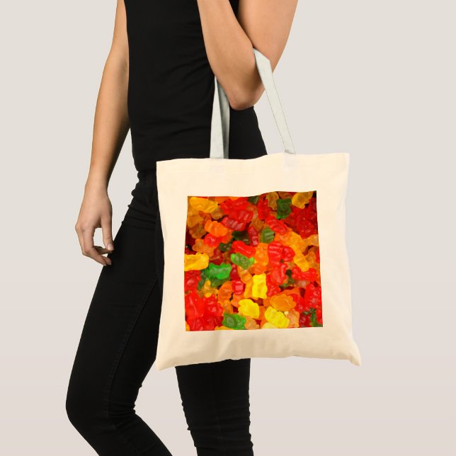 cute foodie rainbow colourful candy Gummy Bear Tote Bag (Front (Product))