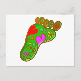 Cute Foot Print Doodle Painting Postcard