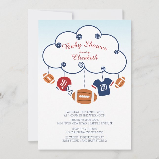 Cute Football Baby Shower Invitations (Front)