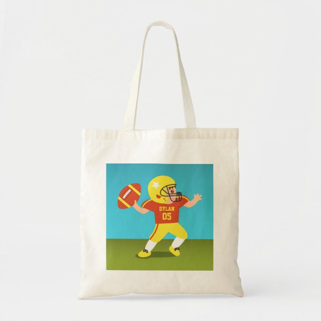 Cute Football Boy with Star Helmet Tote Bag (Front)