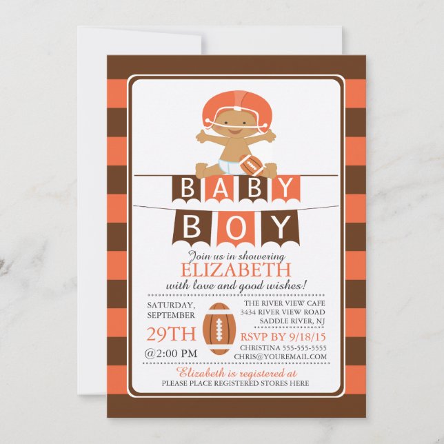 Cute Football Boys Baby Shower Invitation (Front)