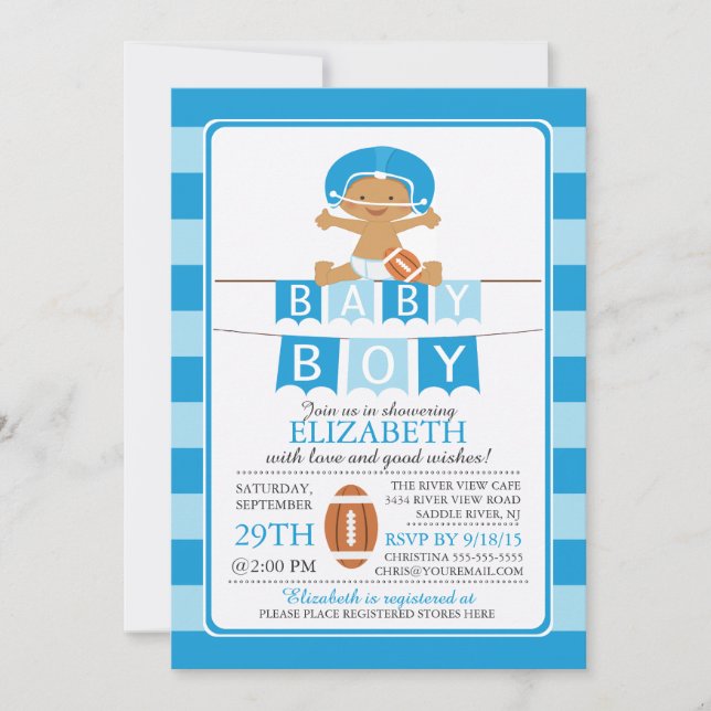 Cute Football Boys Baby Shower Invitation (Front)