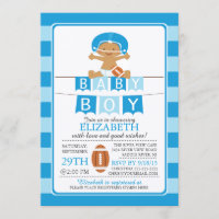 Cute Football Boys Baby Shower Invitation