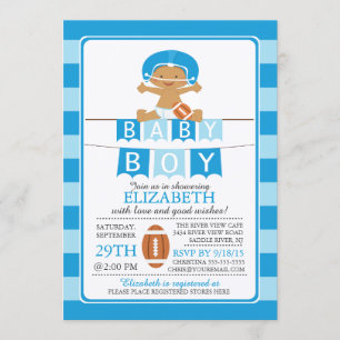 Cute Football Boys Baby Shower Invitation