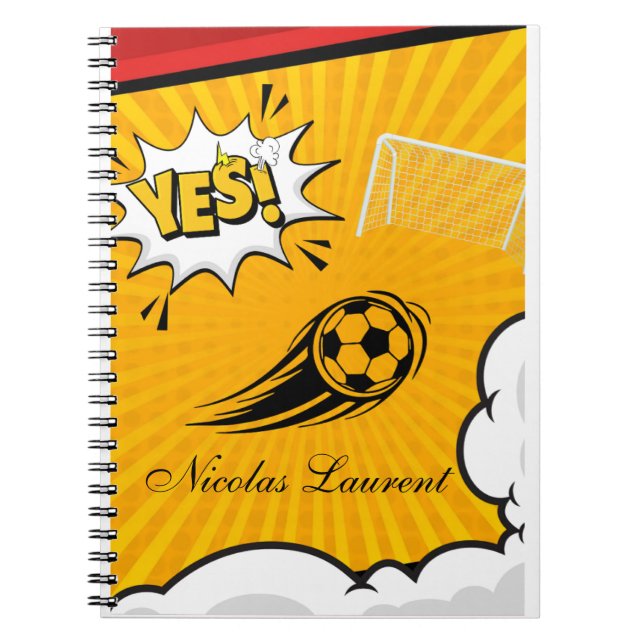 Cute football custom yellow Spiral photo Notebook (Front)