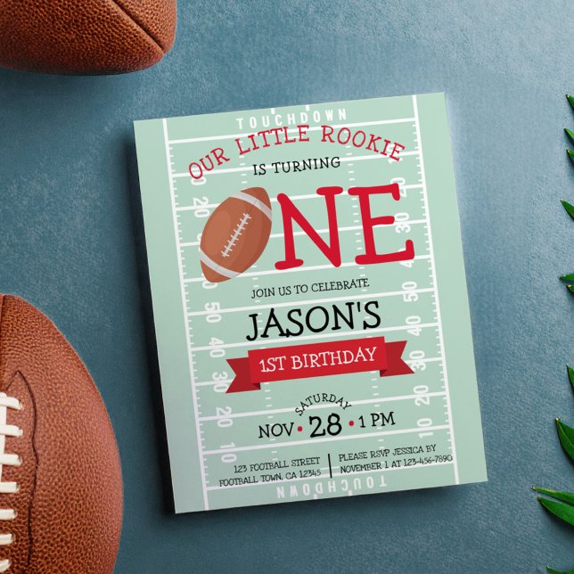Cute Football Field & Ribbon Budget 1st Birthday (Creator Uploaded)