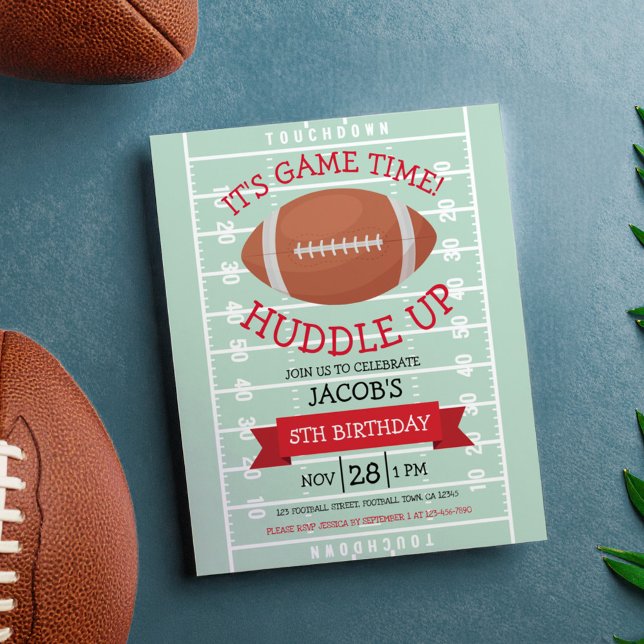 Cute Football Field & Ribbon Budget Birthday  (Creator Uploaded)