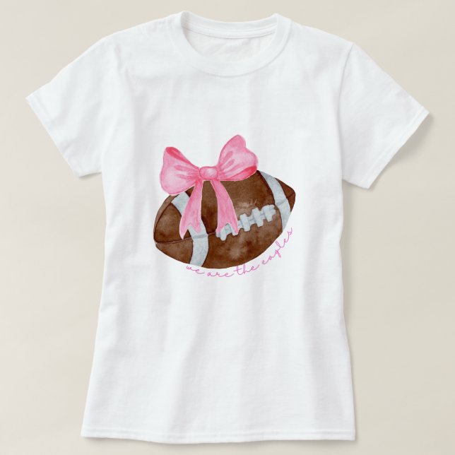  Cute Football Mum Shirt, Custom Mascot Bow Shirt, T-Shirt (Design Front)