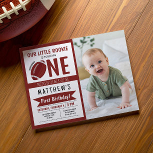 Cute Football Ribbon Budget Photo 1st Birthday