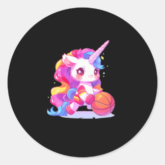 Cute Football Sport basketball Unicorn Classic Round Sticker