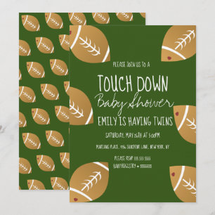 Cute Football Sports Baby Shower Green Invitation