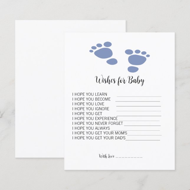 Cute Footprint Baby Shower Wishes For Baby Advice  (Front/Back)