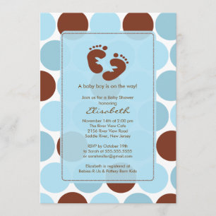 Cute Footprint Boy Baby Shower Invitation
