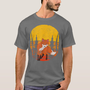 Cute Forest Animal Fo Lover Retro Nature Trees Fo T-Shirt