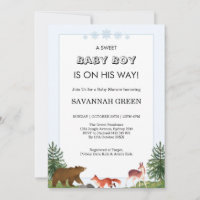 Cute Forest Animals Baby Boy Shower Design