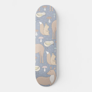 Cute Forest Animals Deer Squirrel Chick Mushrooms Skateboard