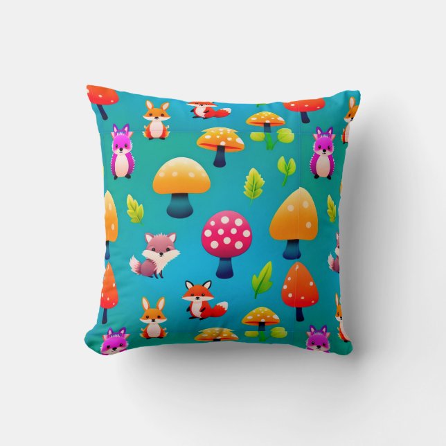 Cute Forest Animals For Playful Kids Room Decor Cushion (Front)
