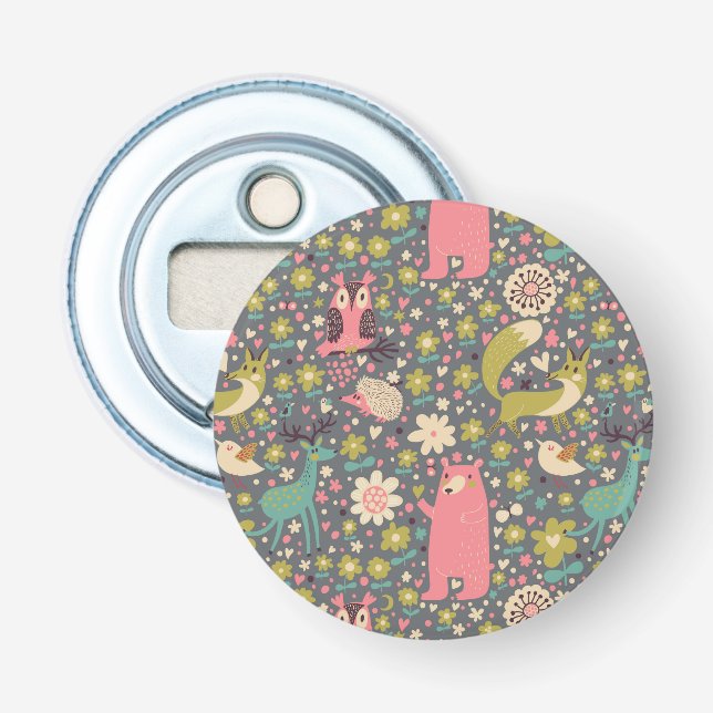 Cute Forest Animals Pattern Bottle Opener (Front)