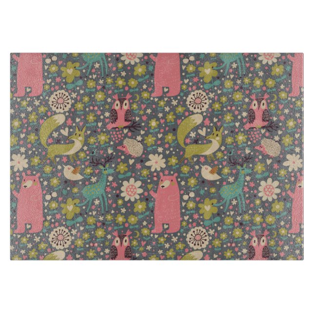 Cute Forest Animals Pattern Cutting Board (Front)