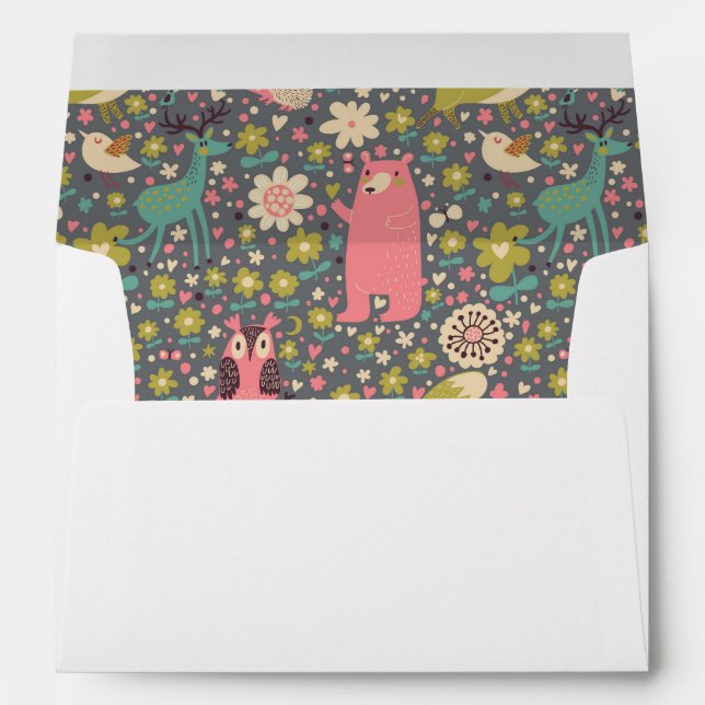 Cute Forest Animals Pattern Envelopes (Back (Bottom))