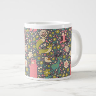 Cute Forest Animals Pattern Large Coffee Mug