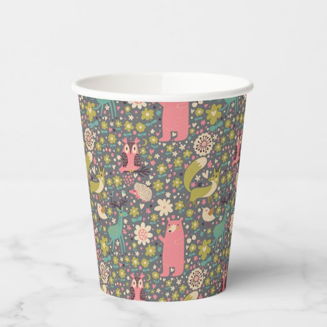 Cute Forest Animals Pattern Paper Cups (Left)