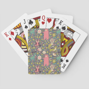 Cute Forest Animals Pattern Playing Cards