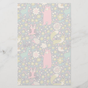 Cute Forest Animals Pattern Stationery