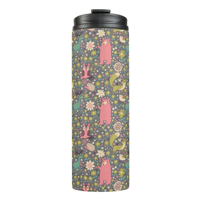 Cute Forest Animals Pattern Thermal Tumbler (Front)