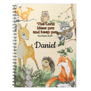 Cute Forest Animals School Kids Blessing Scripture Notebook