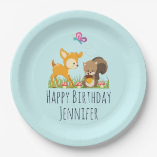 Cute Forest Animals Whimsical Birthday Party Paper Plate