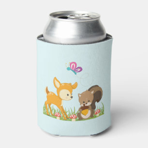 Cute Forest Animals Whimsical Cartoon Can Cooler