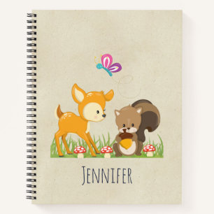 Cute Forest Animals Whimsical Cartoon Notebook