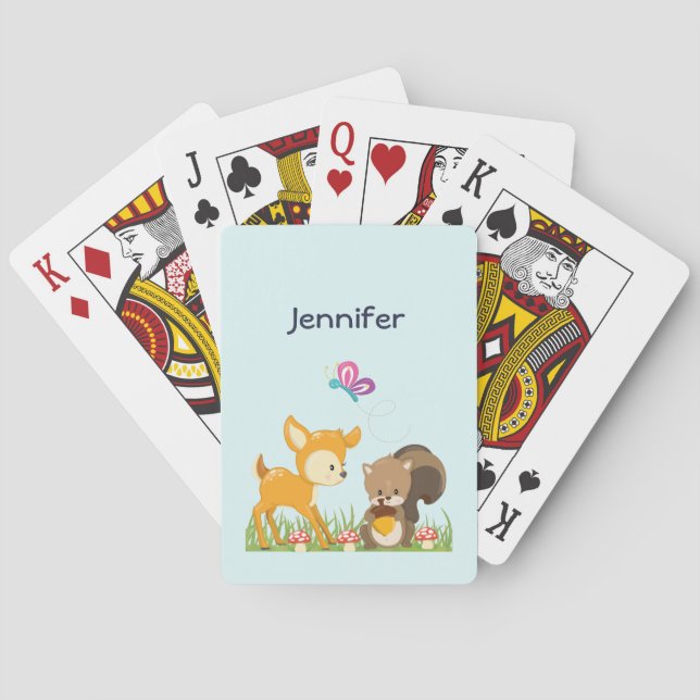 Cute Forest Animals Whimsical Cartoon Playing Cards (Back)