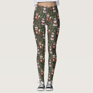 Cute Forest Animals Winter Pattern Leggings
