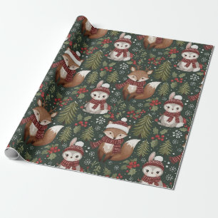 Cute Forest Animals Winter Pattern Wrapping Paper