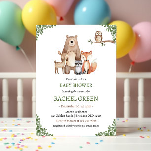 Cute Forest Animals Woodland Baby Shower Invitation
