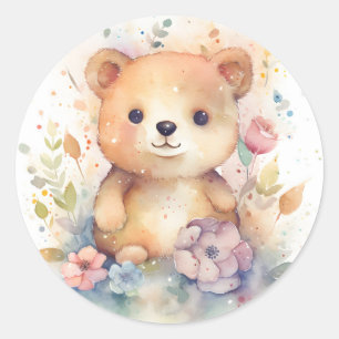 Cute Forest baby bear Pints Nursery Art Classic Round Sticker