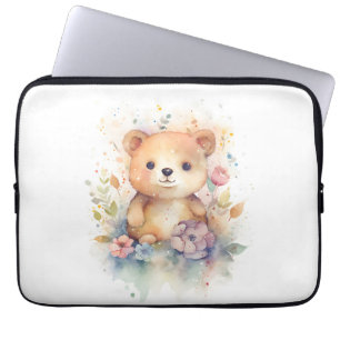 Cute Forest baby bear Pints Nursery Art Laptop Sleeve