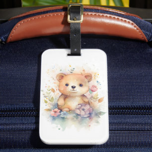 Cute Forest baby bear Pints Nursery Art Luggage Tag