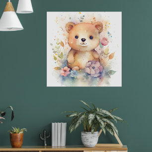 Cute Forest baby bear Pints Nursery Art Poster