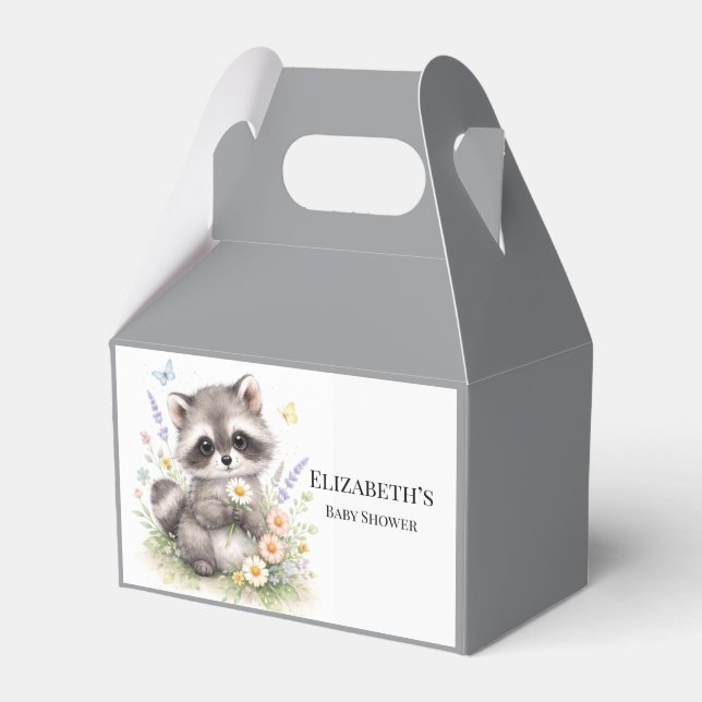 Cute Forest Baby Raccoon Baby Shower Favor Favour Box (Front Side)