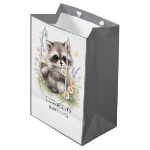 Cute Forest Baby Racoon Baby Shower Favour Medium Gift Bag