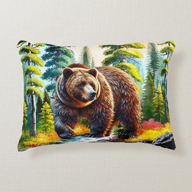 Cute Forest brown bear Decorative Cushion (Front)