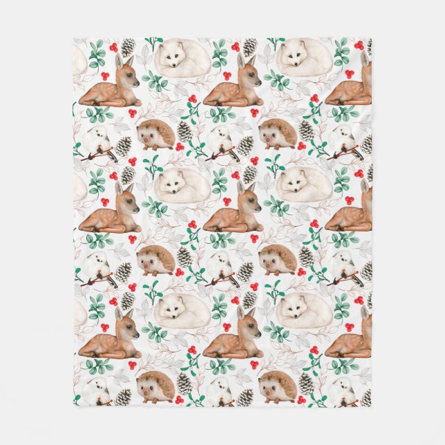 Cute Forest Critters Fleece Blanket (Front)