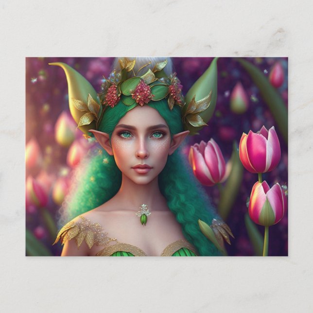 Cute Forest Elf, Postcard for Postcrossing (Front)