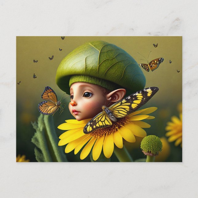 Cute Forest Elf, Postcard for Postcrossing (Front)