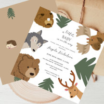 Cute Forest Friends Woodland Greenery Baby Shower